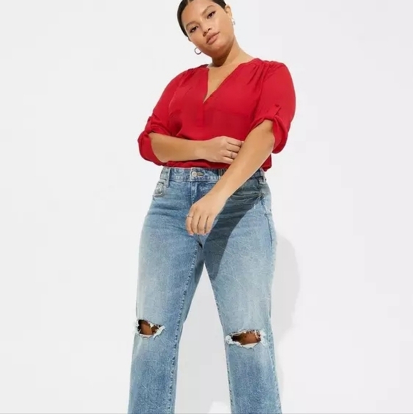 Torrid Harper Georgette 3/4 Sleeve Blouse - Cute For A Valentines Date! - Picture 4 of 16